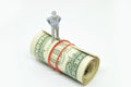 Figure of businessman on one dollar Royalty Free Stock Photo