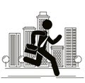 Figure businessman runnung in the city avatar silhouette