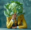 Figure with a cabbage head, hand on face in a facepalm gesture