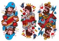 Figure characters. King, Queen and Jack of hearts suit. Playing cards Royalty Free Stock Photo