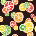 Figure with citrus slices on a dark background. Seamless Pattern Royalty Free Stock Photo