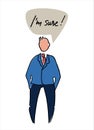 Figure of a confident man saying I am sure. Flat style, isolated vector element