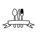 figure cutlery with ribbon icon