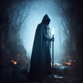 A figure in a dark cloak