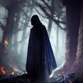 A figure in a dark cloak