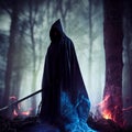 A figure in a dark cloak