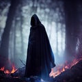 A figure in a dark cloak