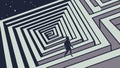 Figure in Deep Geometric Maze, Navigating Complex Journey, vector design Generative AI Royalty Free Stock Photo