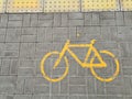 figure diagram of a Bicycle on asphalt. city lane for cyclists and skaters