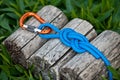 Figure eight knot with a carabiner.