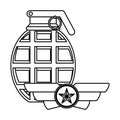 Figure emblem with grenade military elements