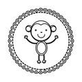 figure emblem with monkey inside icon