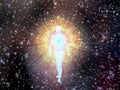 Figure emerges from cosmos Royalty Free Stock Photo