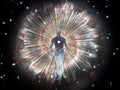Figure emerges from cosmos Royalty Free Stock Photo