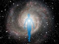 Figure emerges from the cosmos Royalty Free Stock Photo