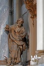 Figure of Evangelist Luke from the altar of St. Eucharist Church in Lviv, Ukraine