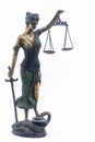 Figure of the goddess of justice with scales. Libra goddess of justice close-up Royalty Free Stock Photo