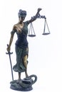Figure of the goddess of justice with scales. Libra goddess of justice close-up Royalty Free Stock Photo
