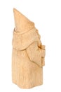 The figure of the good Wizard carved from beech with a staff and a scroll in hands. Back view