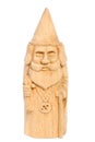 The figure of the good Wizard carved from beech with a staff and a scroll in hands. Front view