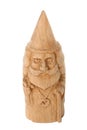 The figure of the good Wizard carved from beech with a staff and a scroll in hands. Old decorative toy