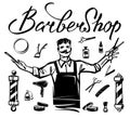 Figure hairdressers professional barbershop tools.