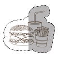 figure hamburger, soda and fries french icon Royalty Free Stock Photo