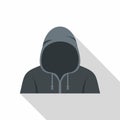 Figure in a hoodie icon, flat style