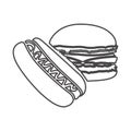 figure hot dog and hamburger icon Royalty Free Stock Photo