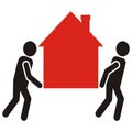 Figure and house, movers