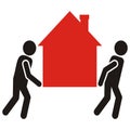 Figure and house, movers Royalty Free Stock Photo