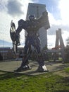 Figure of a huge robot on the street of Moscow