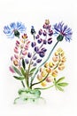 Figure illustration of a bouquet of meadow wildflowers in a vase Royalty Free Stock Photo