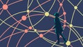 Figure Interacting with a Complex Digital Network and Data Connections, vector design Generative AI Royalty Free Stock Photo