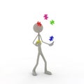 Figure juggling with puzzle pieces Royalty Free Stock Photo