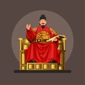 Figure of King Sejong the great, he was the fourth king of the Joseon Dynasty of Korea. symbol concept in cartoon illustration vec Royalty Free Stock Photo