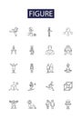 Figure line vector icons and signs. Shape, Outline, Sketch, Silhouette, Visage, Facade, Portrait, Pose outline vector