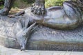 The figure of a lioness that paws crushed an antelope in Albert 1 Park near the Promenade des Anglais.