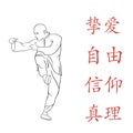 Figure, a man demonstrates Kung Fu. Royalty Free Stock Photo