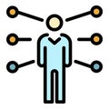 Figure of a man with footnotes icon color outline vector