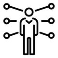 Figure of a man with footnotes icon, outline style