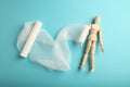 Figure of man with hand wound and white gauze bandage. First aid, injury treatment. Patient in hospital Royalty Free Stock Photo