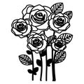 figure many roses with oval petals icon