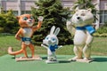 Figure mascots of the 2014 Olympics, a Cheetah, rabbit and polar