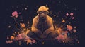 Figure Meditating Monkey Yoga Generative AI
