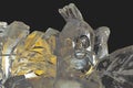 A figure monkey of ice. Backlit ice sculpture Royalty Free Stock Photo