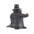 The figure of a mystical character with high hat and a black cloak, made of plasticine