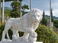 Figure of one of the lions in front of the southern facade of the main building Alhambra Alupka Vorontsov Palace