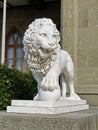 Figure of one of the lions in front of the southern facade of the main building Alhambra Alupka Vorontsov Palace