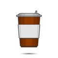 Figure paper cup for coffee with a plastic lid and place under any inscription. Vector illustration on white background. Royalty Free Stock Photo